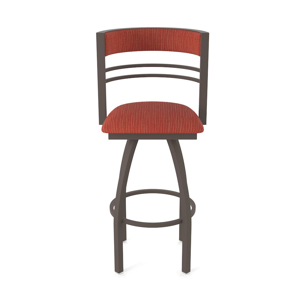 Swivel Counter Stool with Bronze Finish and Graph Poppy Seat and Back. Picture 5