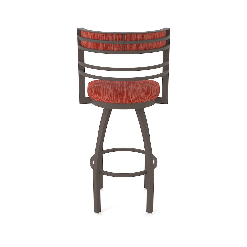 Swivel Counter Stool with Bronze Finish and Graph Poppy Seat and Back. Picture 6