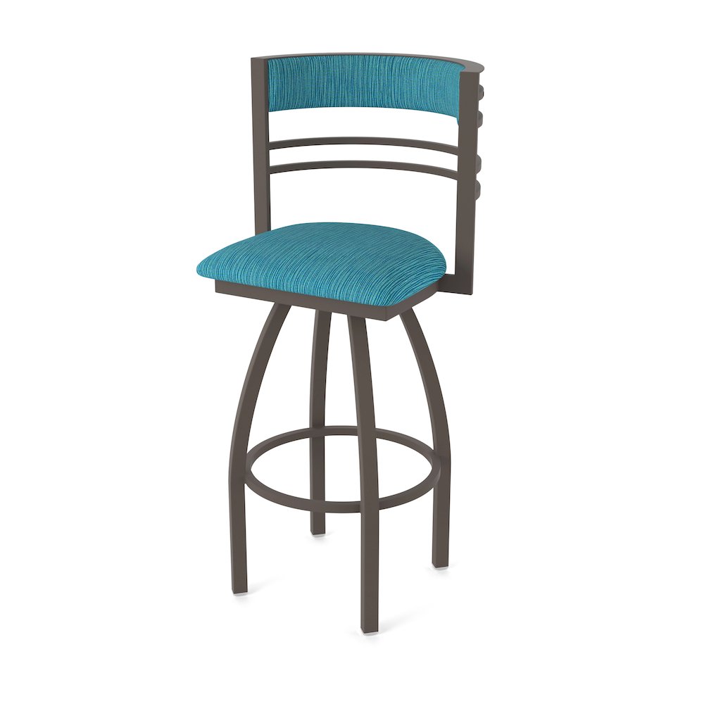 Swivel Counter Stool with Bronze Finish and Graph Tidal Seat and Back. Picture 1