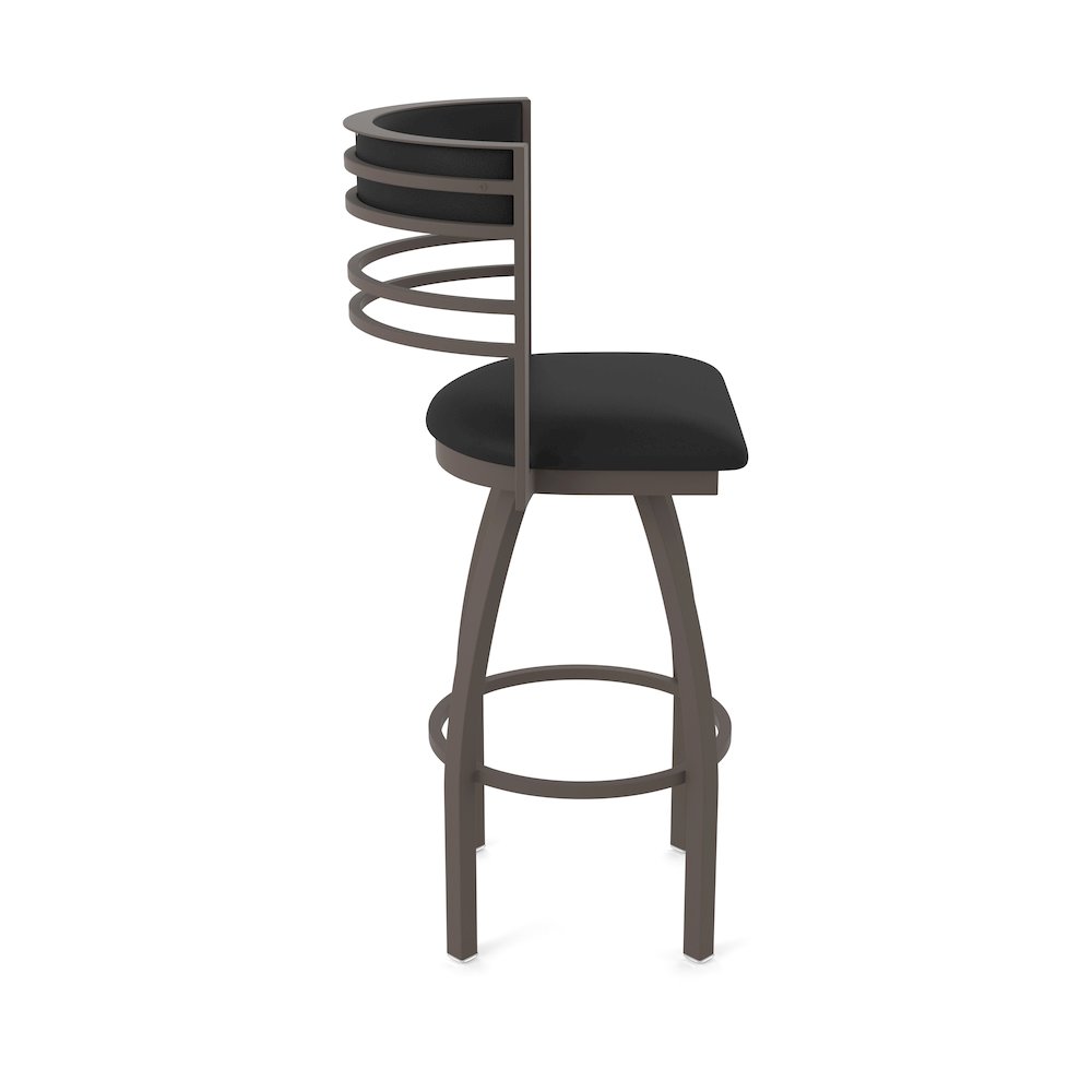 Swivel Counter Stool with Bronze Finish and Black Vinyl Seat and Back. Picture 4
