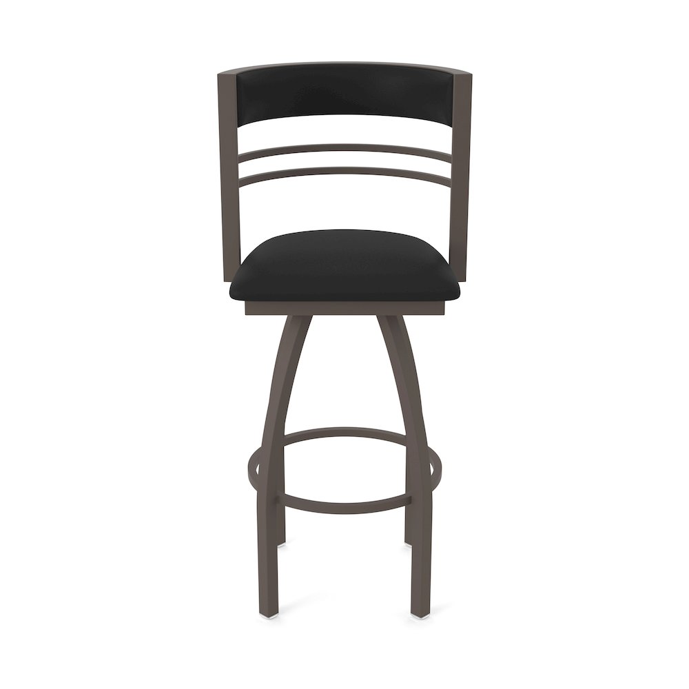 Swivel Counter Stool with Bronze Finish and Black Vinyl Seat and Back. Picture 5
