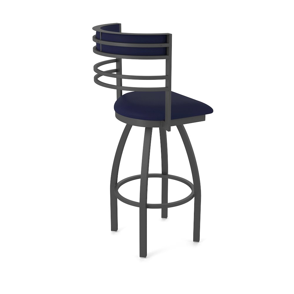 Swivel Counter Stool with Pewter Finish and Canter Twilight Seat and Back. Picture 2