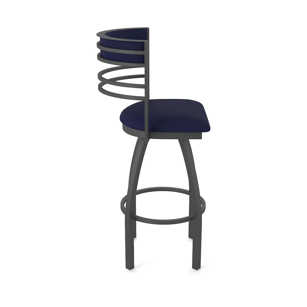 Swivel Counter Stool with Pewter Finish and Canter Twilight Seat and Back. Picture 4