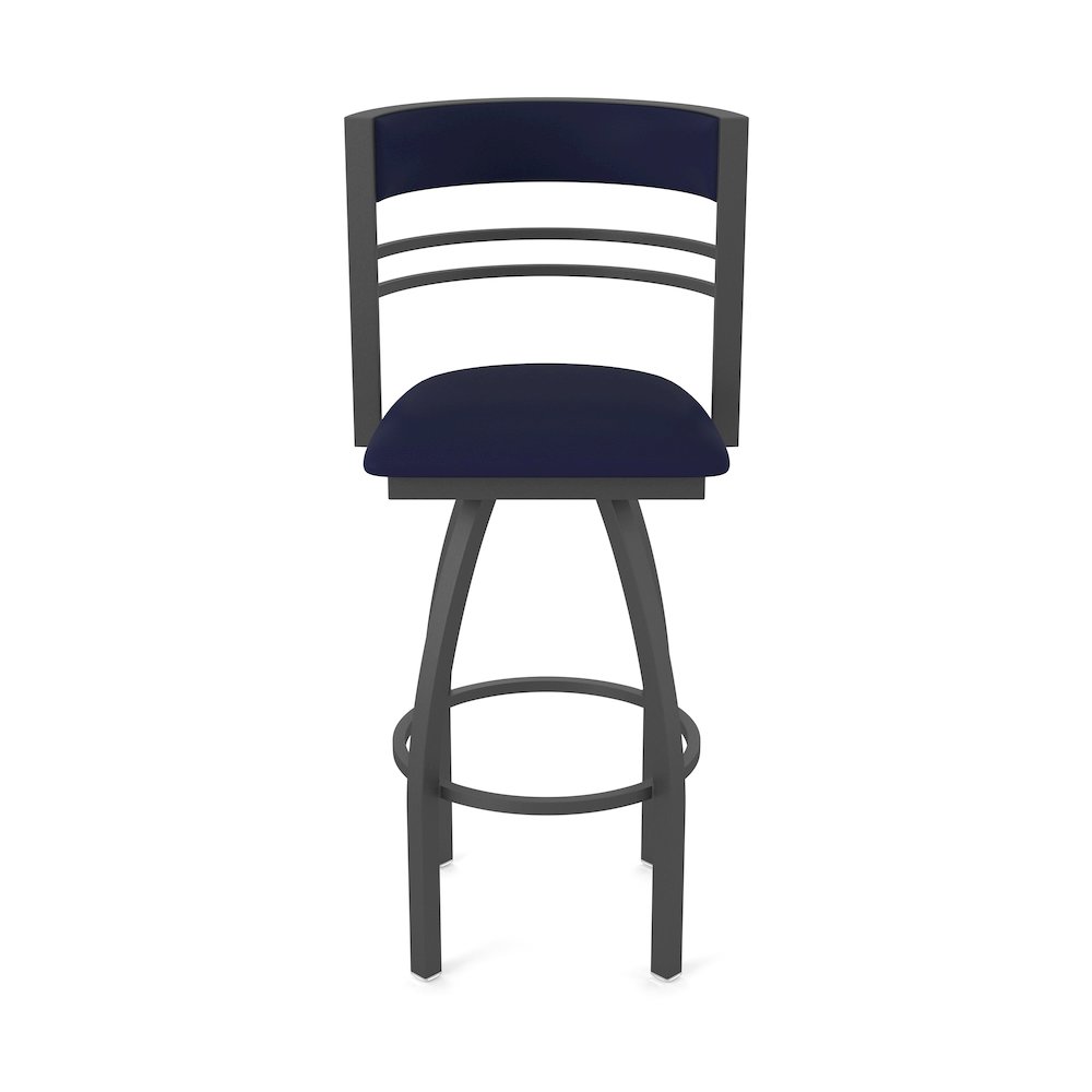 Swivel Counter Stool with Pewter Finish and Canter Twilight Seat and Back. Picture 5