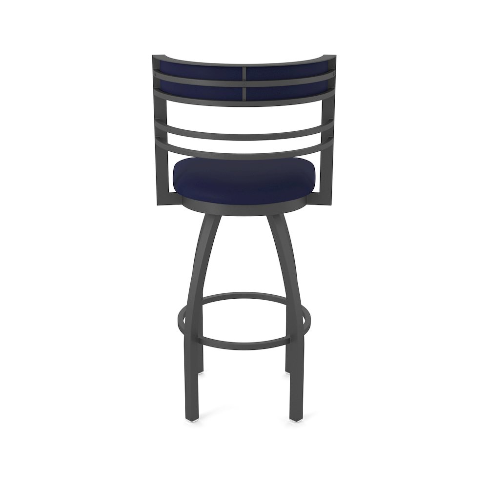 Swivel Counter Stool with Pewter Finish and Canter Twilight Seat and Back. Picture 6