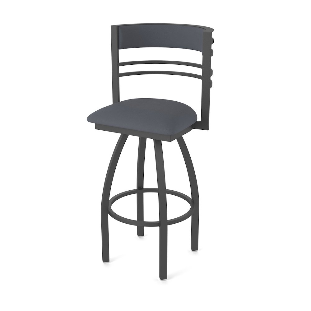 Swivel Counter Stool with Pewter Finish and Canter Storm Seat and Back. Picture 1
