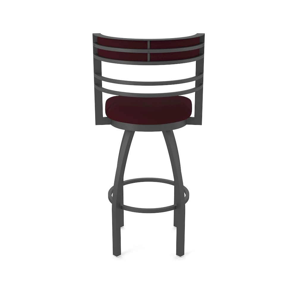 Swivel Counter Stool with Pewter Finish and Canter Bordeaux Seat and Back. Picture 6