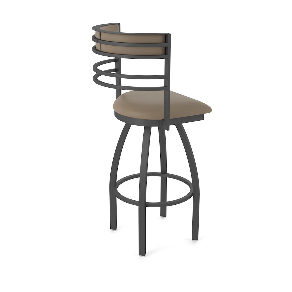 Swivel Counter Stool with Pewter Finish and Canter Earth Seat and Back. Picture 2