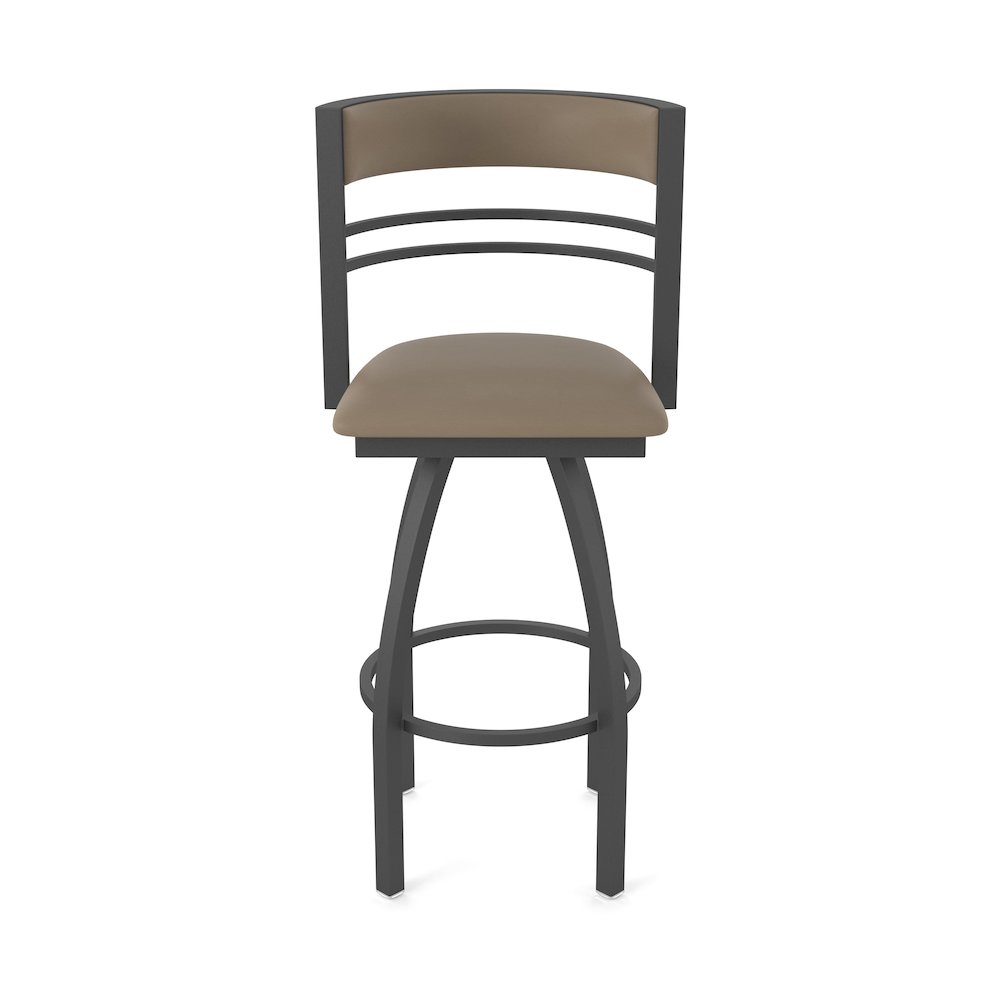 Swivel Counter Stool with Pewter Finish and Canter Earth Seat and Back. Picture 5