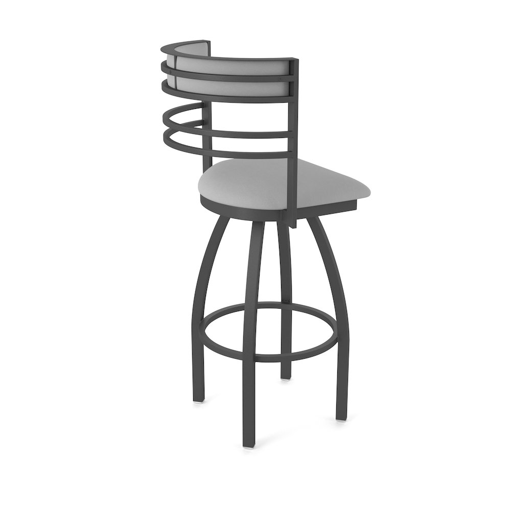 Swivel Counter Stool with Pewter Finish and Canter Folkstone Grey Seat and Back. Picture 2