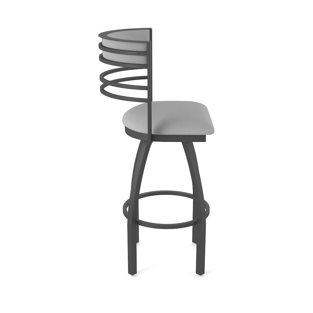 Swivel Counter Stool with Pewter Finish and Canter Folkstone Grey Seat and Back. Picture 4