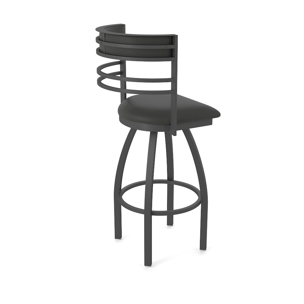 Swivel Counter Stool with Pewter Finish and Canter Iron Seat and Back. Picture 2