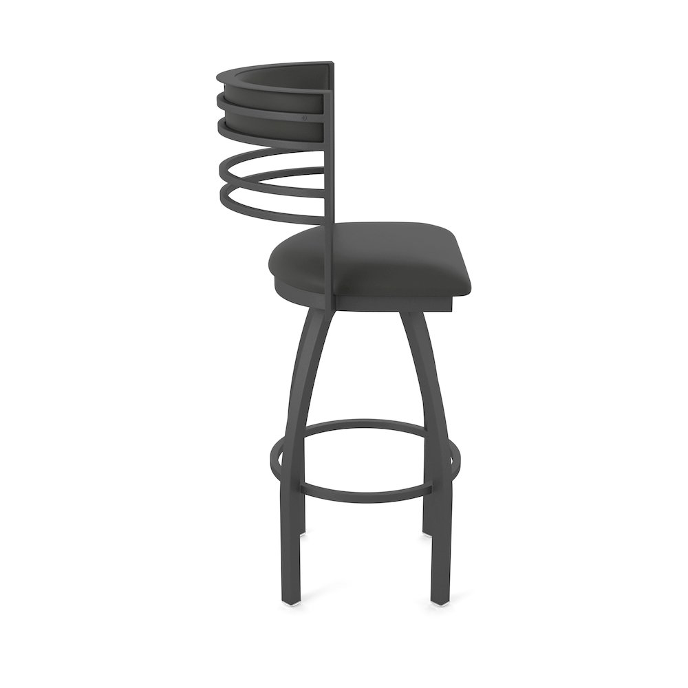 Swivel Counter Stool with Pewter Finish and Canter Iron Seat and Back. Picture 4