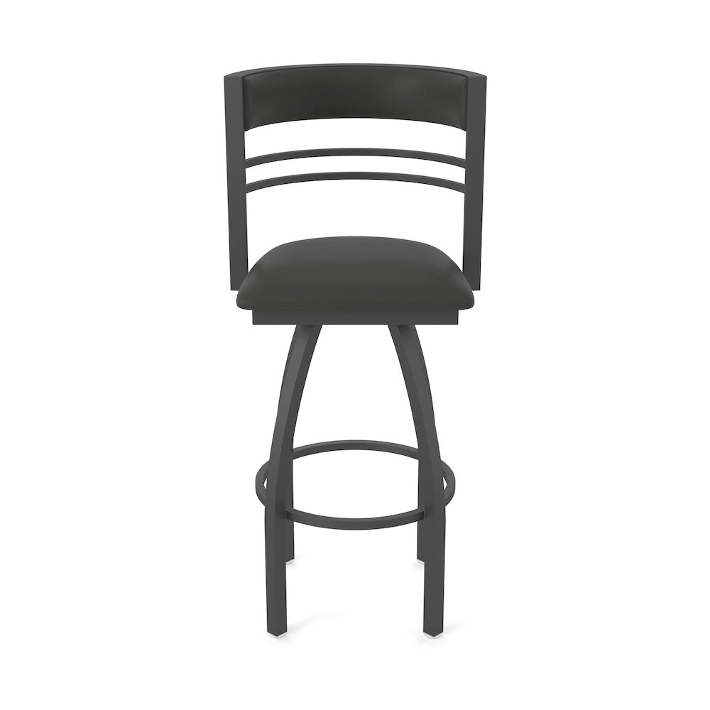 Swivel Counter Stool with Pewter Finish and Canter Iron Seat and Back. Picture 5