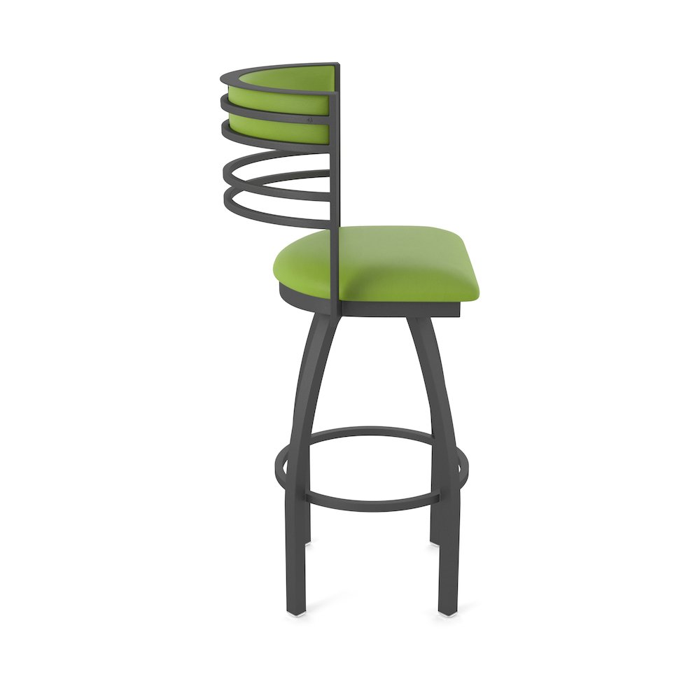 Swivel Counter Stool with Pewter Finish and Canter Kiwi Green Seat and Back. Picture 4