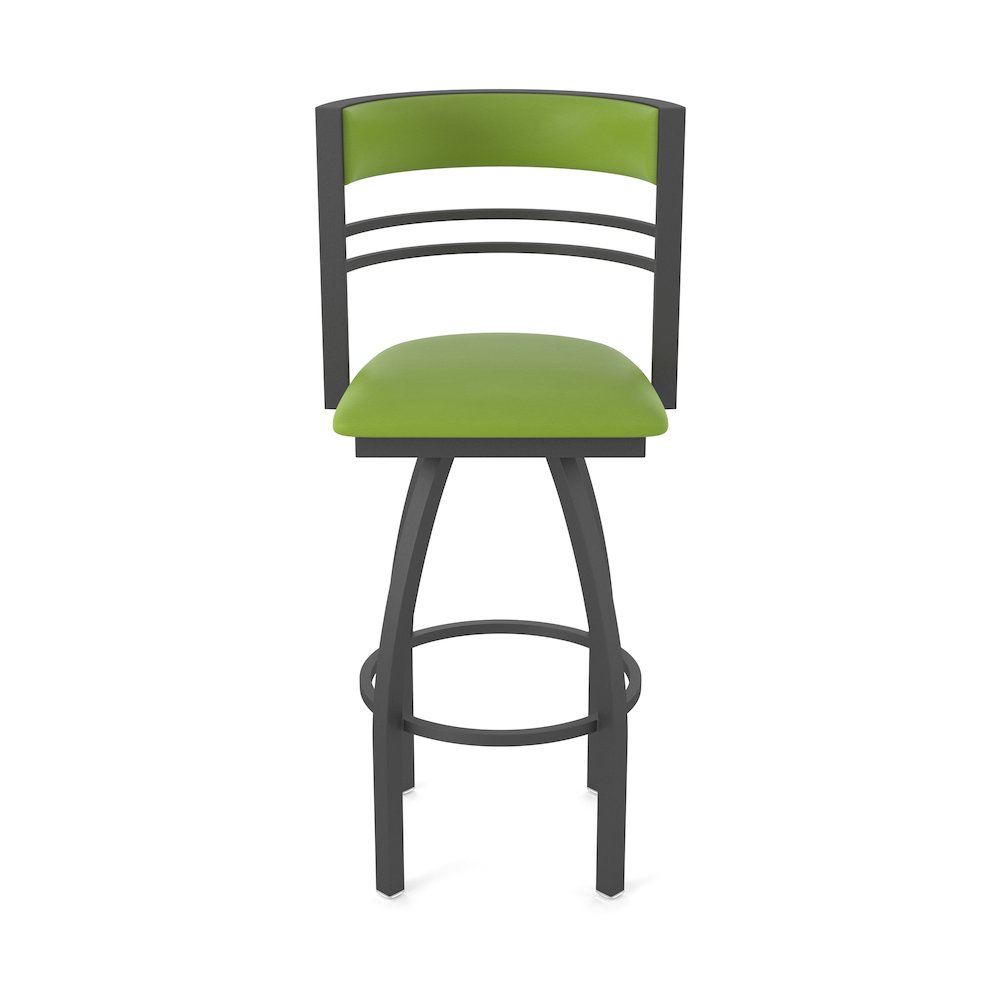 Swivel Counter Stool with Pewter Finish and Canter Kiwi Green Seat and Back. Picture 5