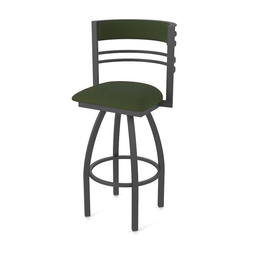 Swivel Counter Stool with Pewter Finish and Canter Pine Seat and Back. Picture 1