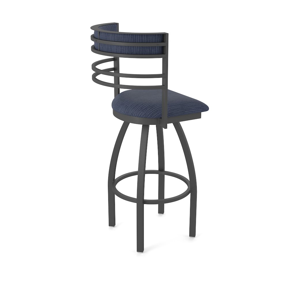 Swivel Counter Stool with Pewter Finish and Graph Anchor Seat and Back. Picture 2