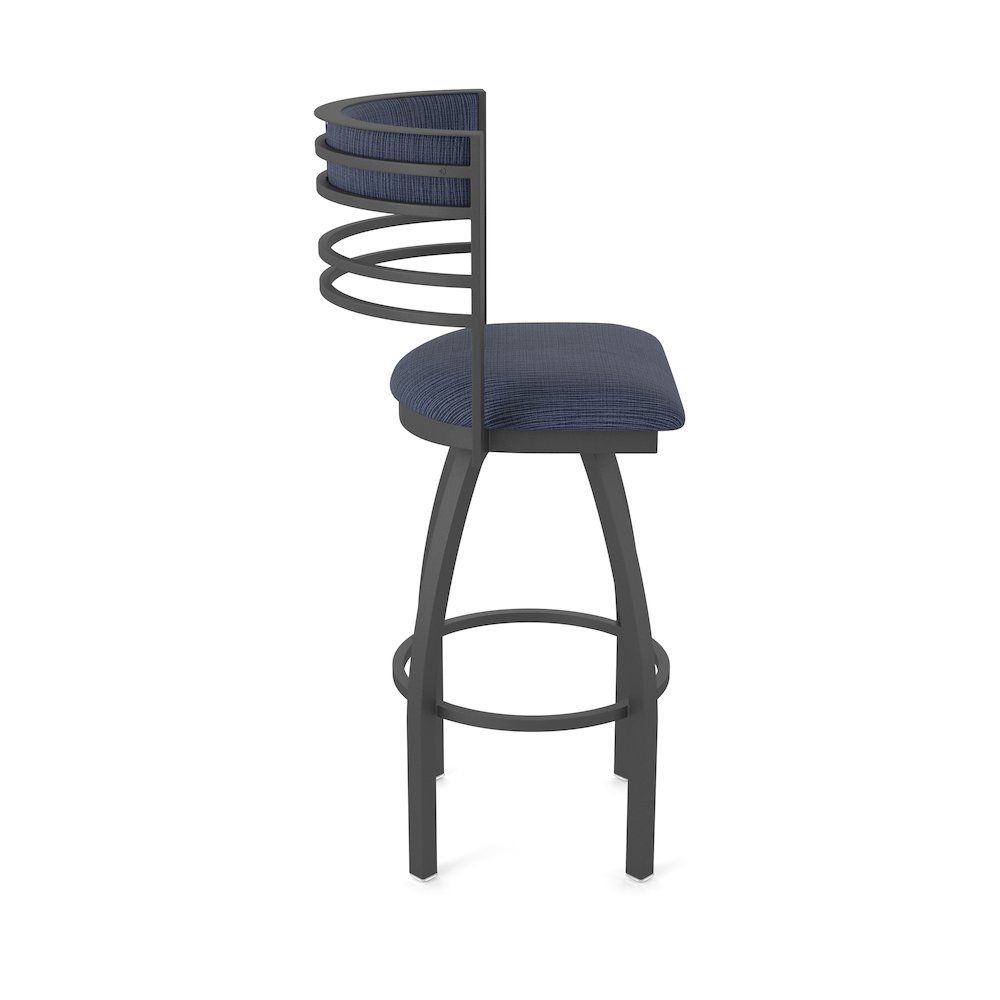 Swivel Counter Stool with Pewter Finish and Graph Anchor Seat and Back. Picture 4