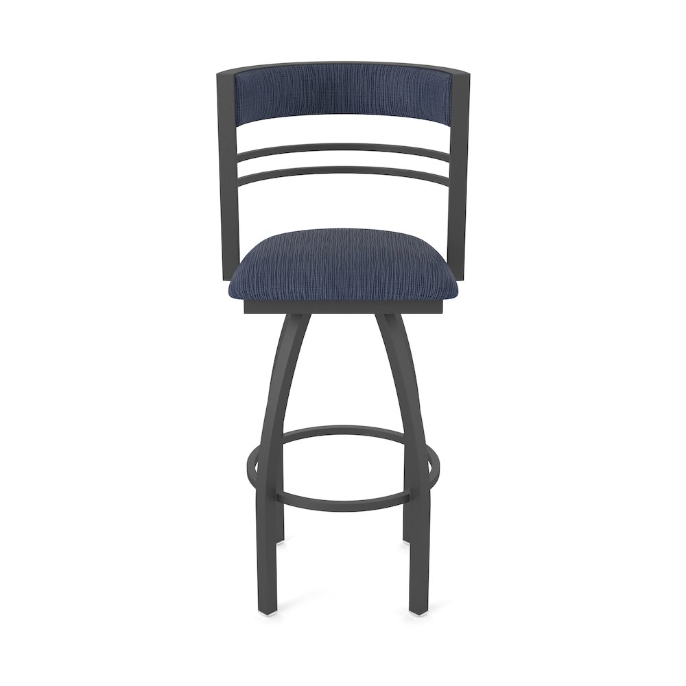 Swivel Counter Stool with Pewter Finish and Graph Anchor Seat and Back. Picture 5