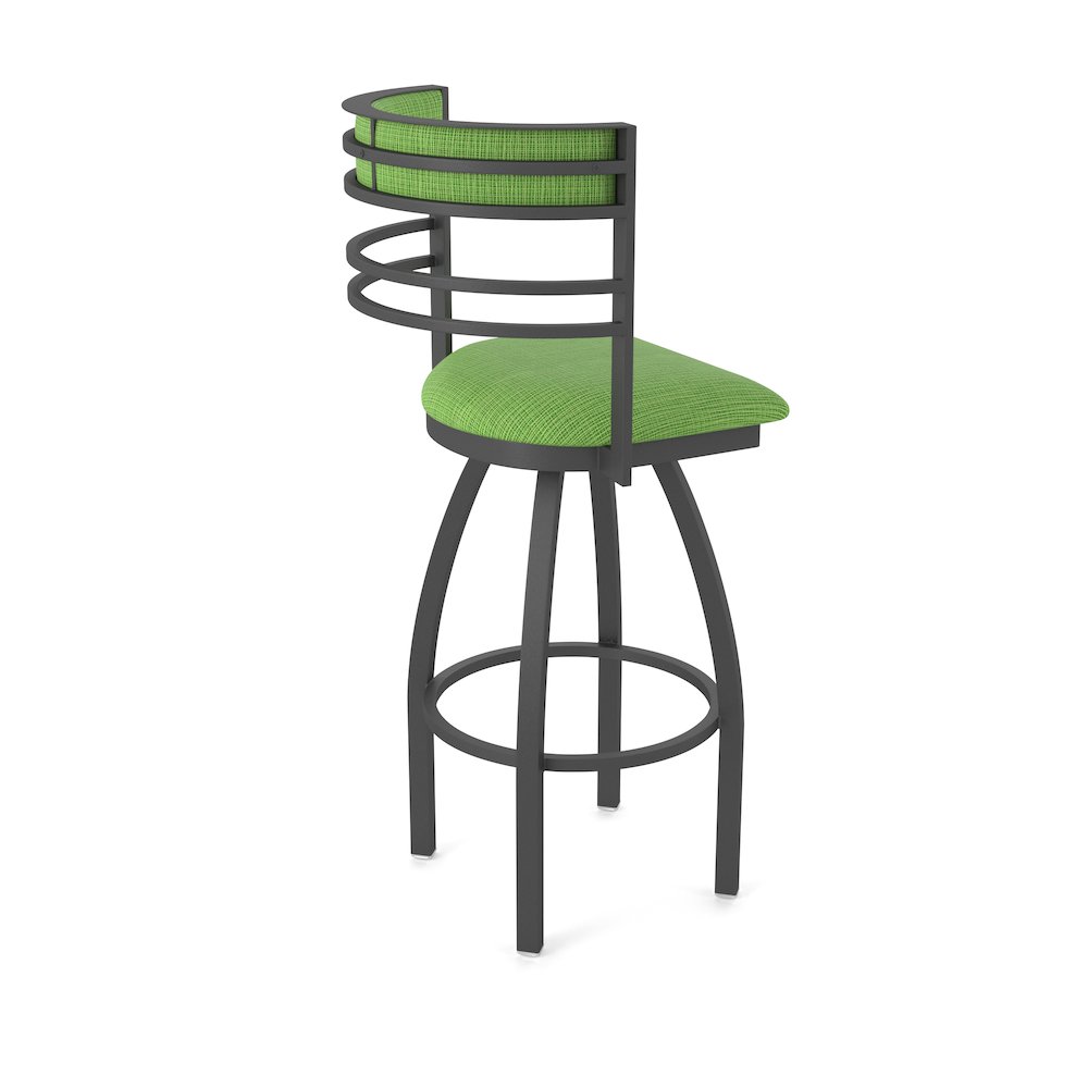 Swivel Counter Stool with Pewter Finish and Graph Parrot Seat and Back. Picture 2