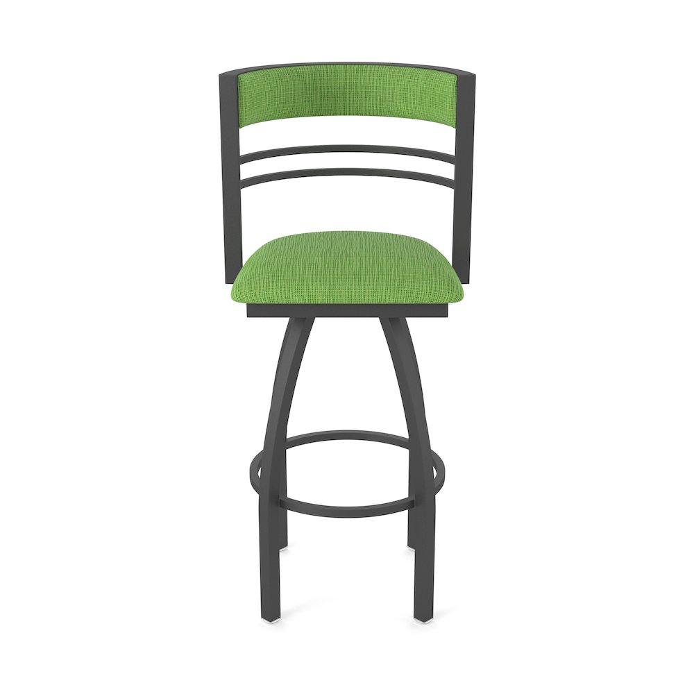 Swivel Counter Stool with Pewter Finish and Graph Parrot Seat and Back. Picture 5