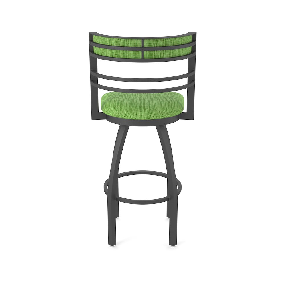 Swivel Counter Stool with Pewter Finish and Graph Parrot Seat and Back. Picture 6