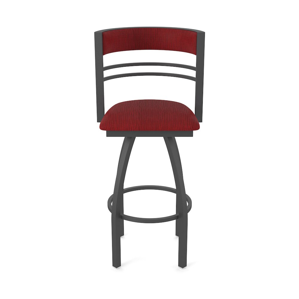 Swivel Counter Stool with Pewter Finish and Graph Ruby Seat and Back. Picture 5