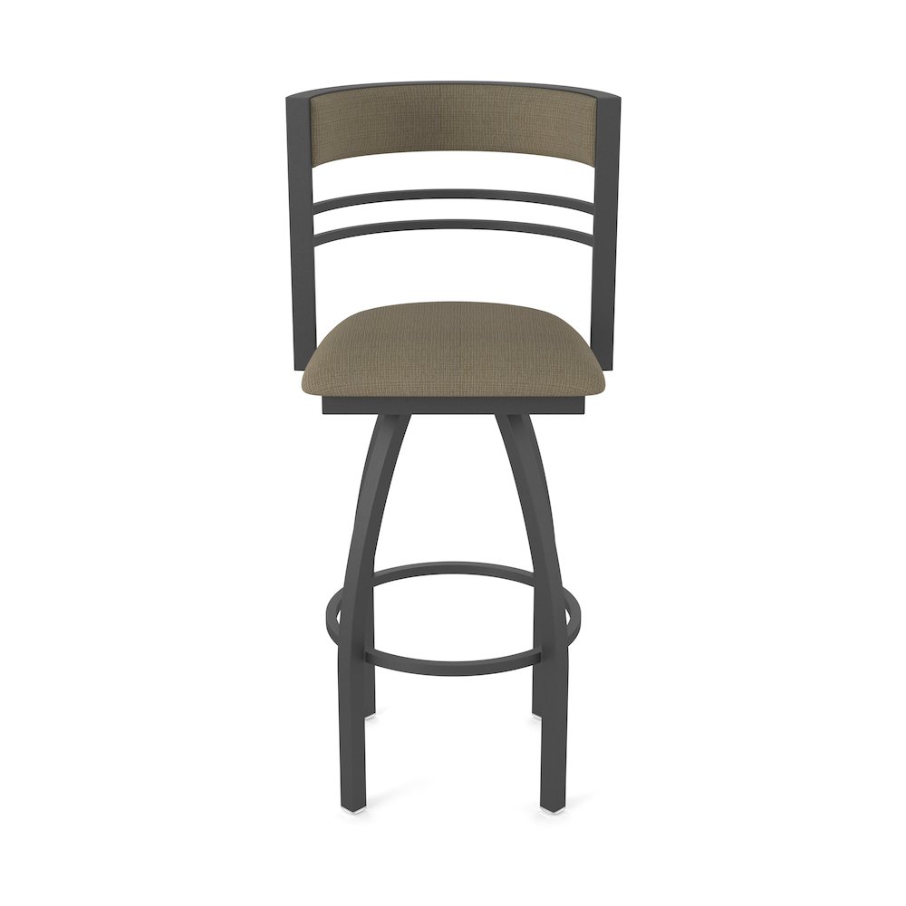 Swivel Counter Stool with Pewter Finish and Graph Cork Seat and Back. Picture 5