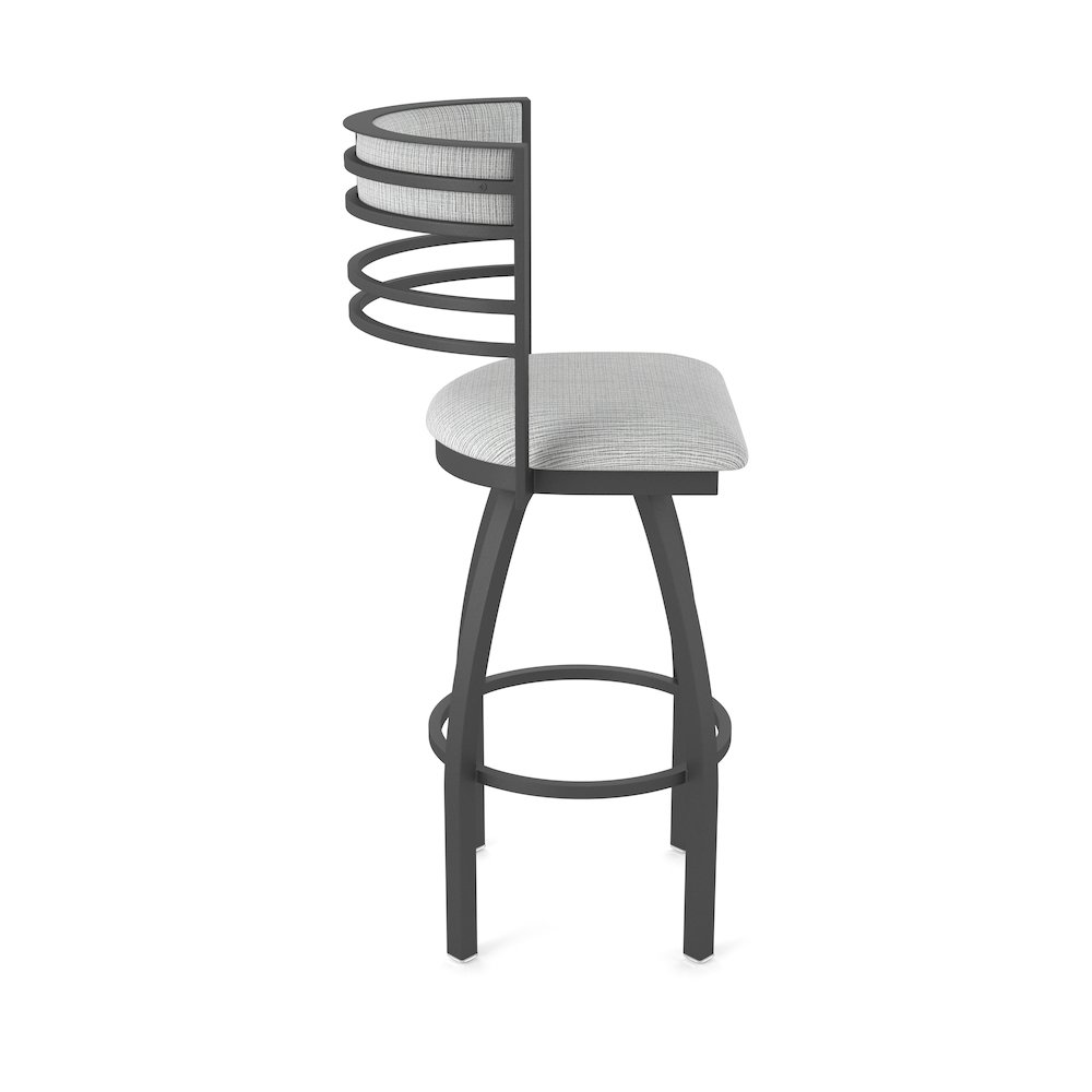 Swivel Counter Stool with Pewter Finish and Graph Alpine Seat and Back. Picture 4