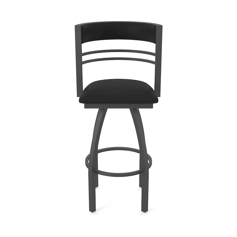 Swivel Counter Stool with Pewter Finish and Black Vinyl Seat and Back. Picture 5