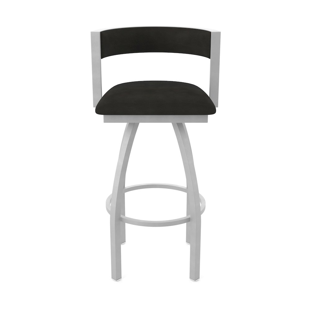 Swivel Counter Stool with Anodized Nickel Finish and Canter Espresso Seat. Picture 5