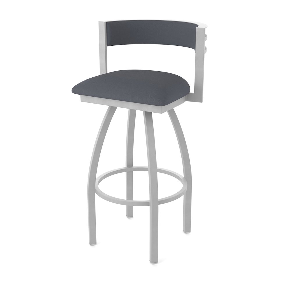 Swivel Counter Stool with Anodized Nickel Finish and Canter Storm Seat and Back. Picture 1