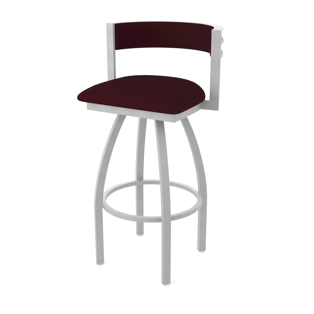 Swivel Counter Stool with Anodized Nickel Finish and Canter Bordeaux Seat. Picture 1