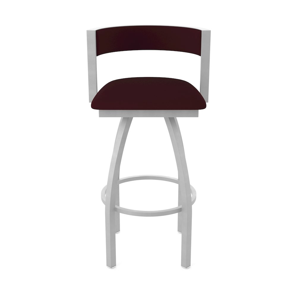 Swivel Counter Stool with Anodized Nickel Finish and Canter Bordeaux Seat. Picture 5