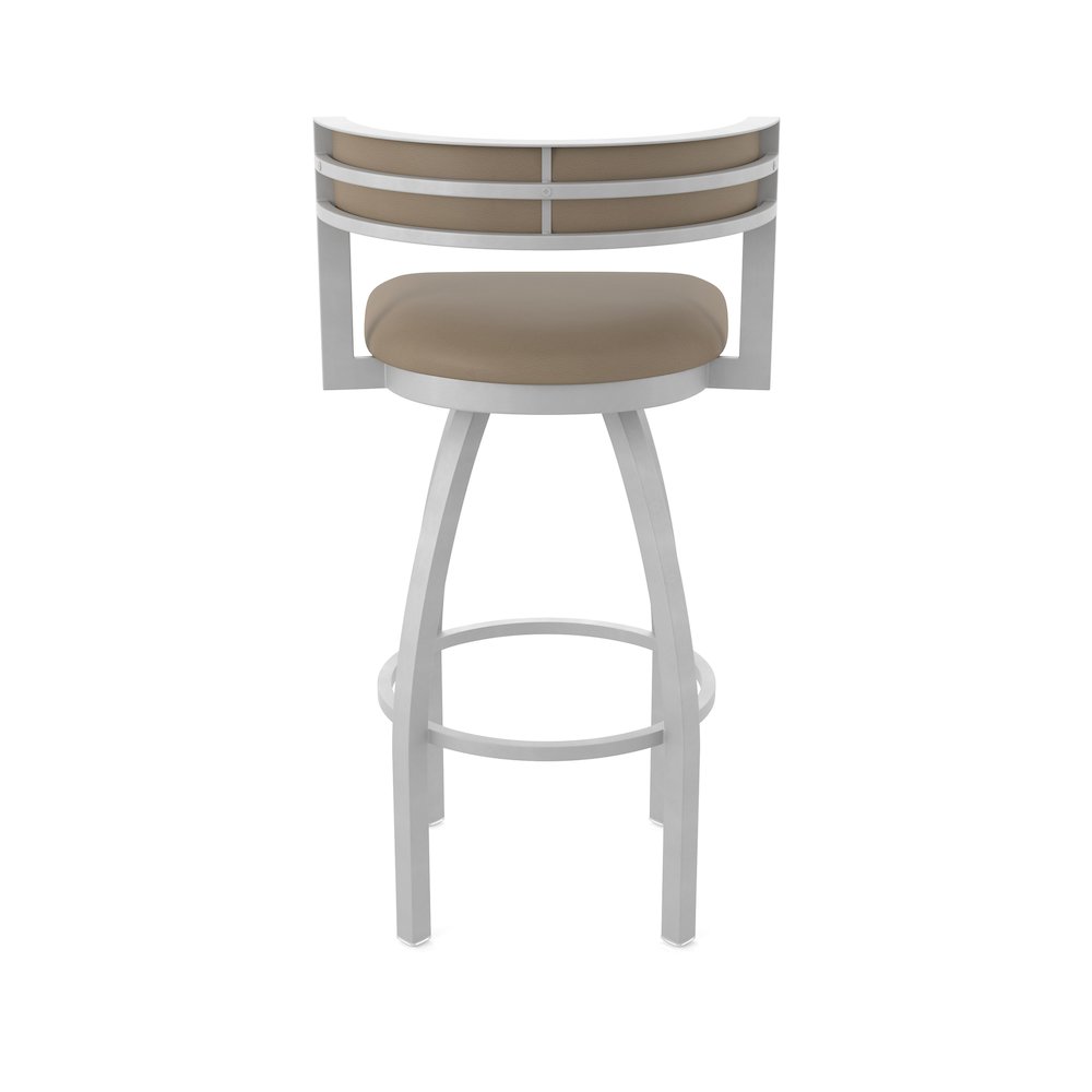 Swivel Counter Stool with Anodized Nickel Finish and Canter Earth Seat and Back. Picture 6