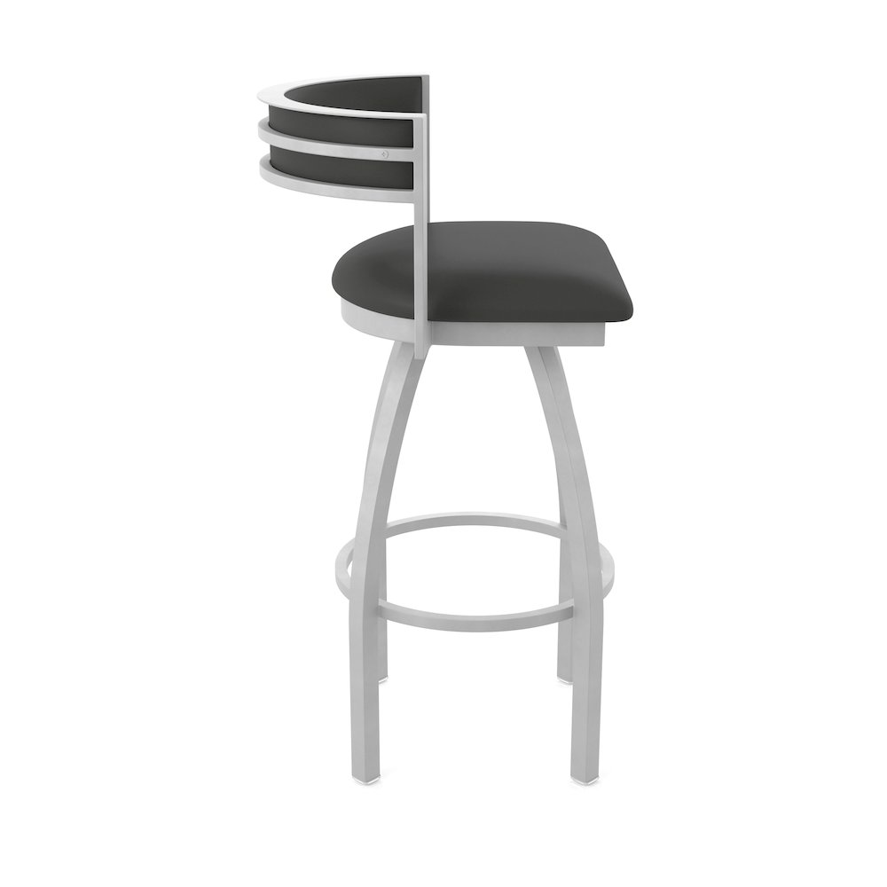 Swivel Counter Stool with Anodized Nickel Finish and Canter Iron Seat and Back. Picture 4