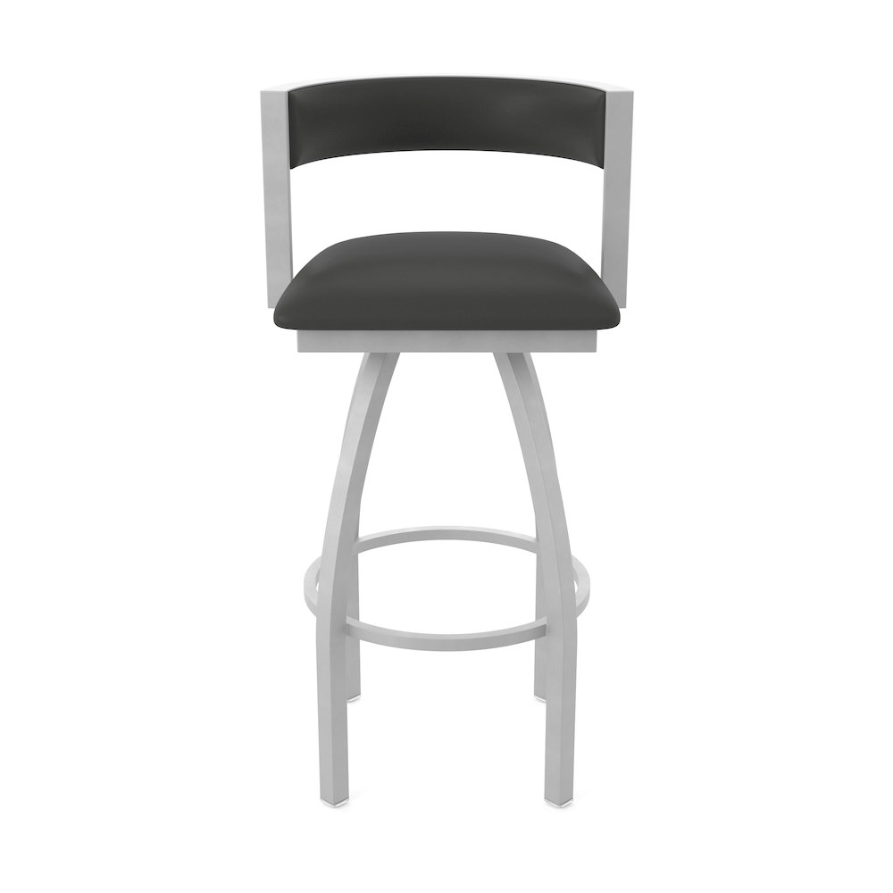 Swivel Counter Stool with Anodized Nickel Finish and Canter Iron Seat and Back. Picture 5