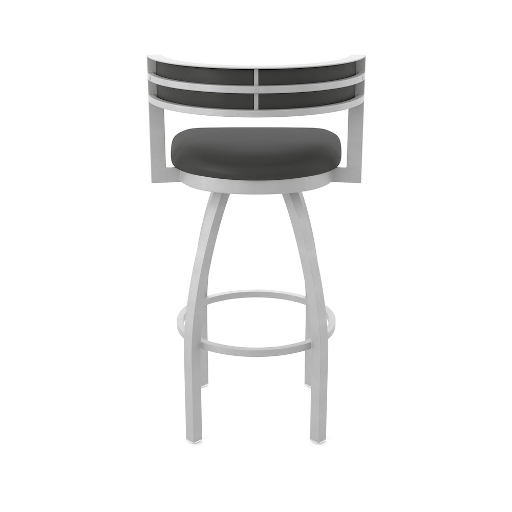 Swivel Counter Stool with Anodized Nickel Finish and Canter Iron Seat and Back. Picture 6