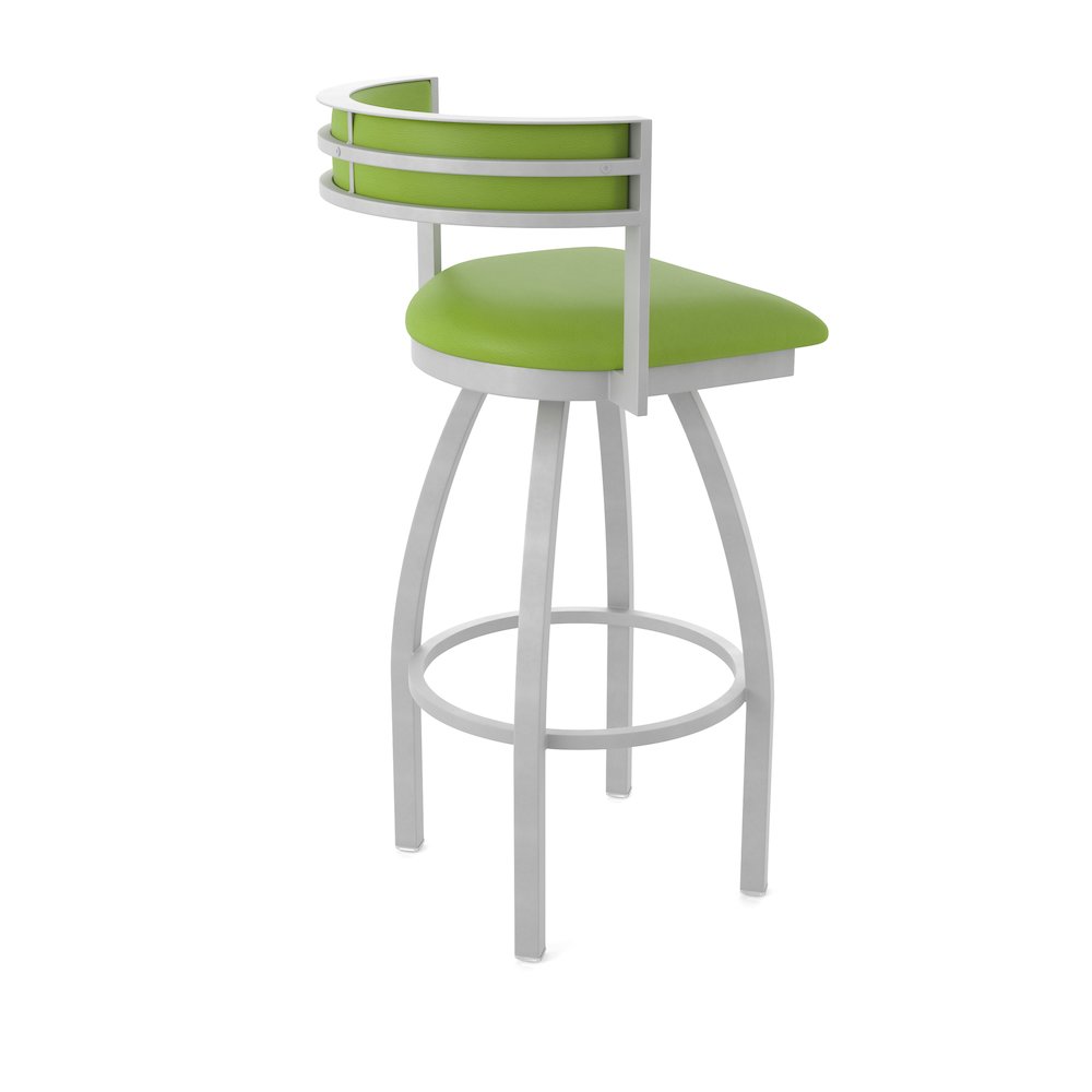 Swivel Counter Stool with Anodized Nickel Finish and Canter Kiwi Green Seat. Picture 2