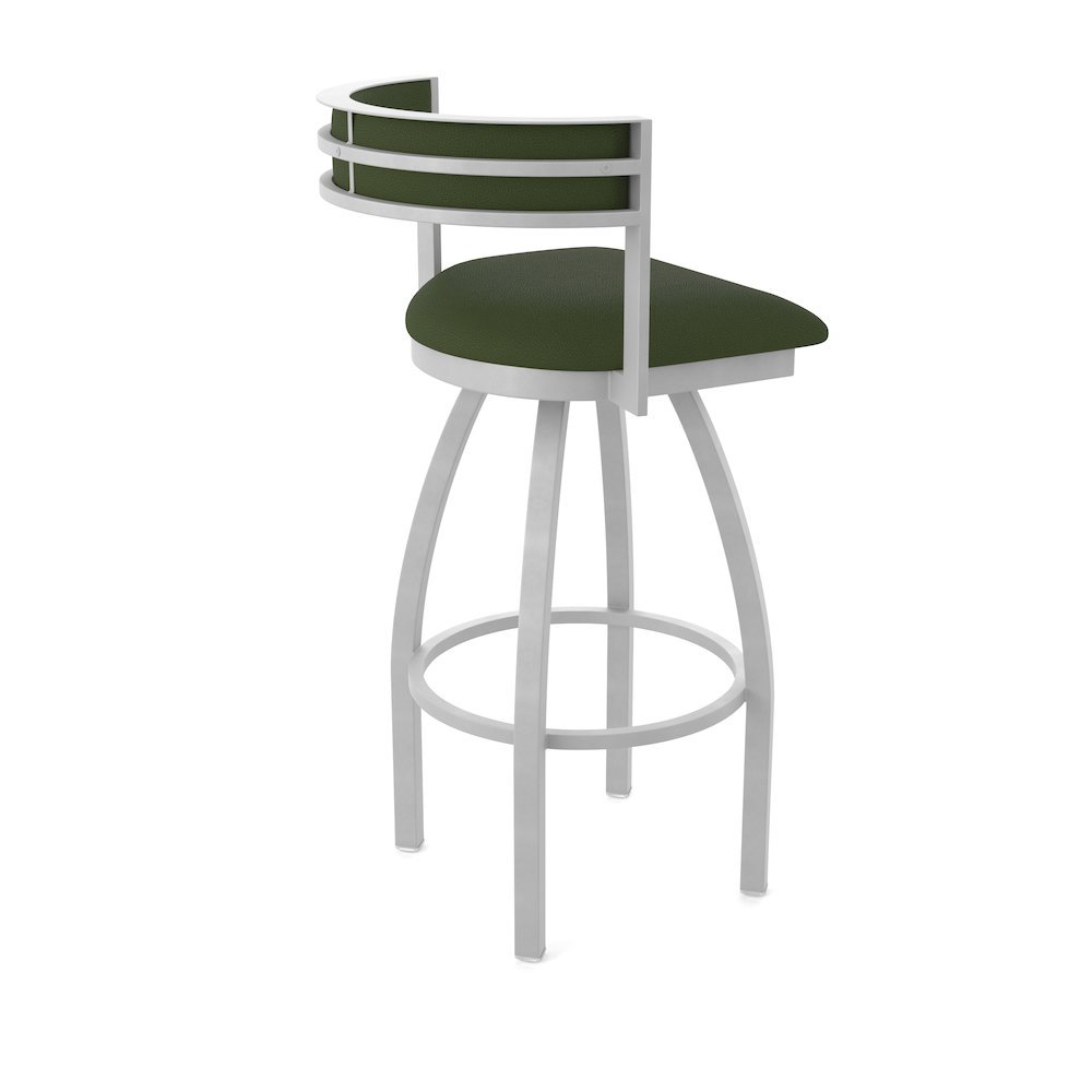 Swivel Counter Stool with Anodized Nickel Finish and Canter Pine Seat and Back. Picture 2