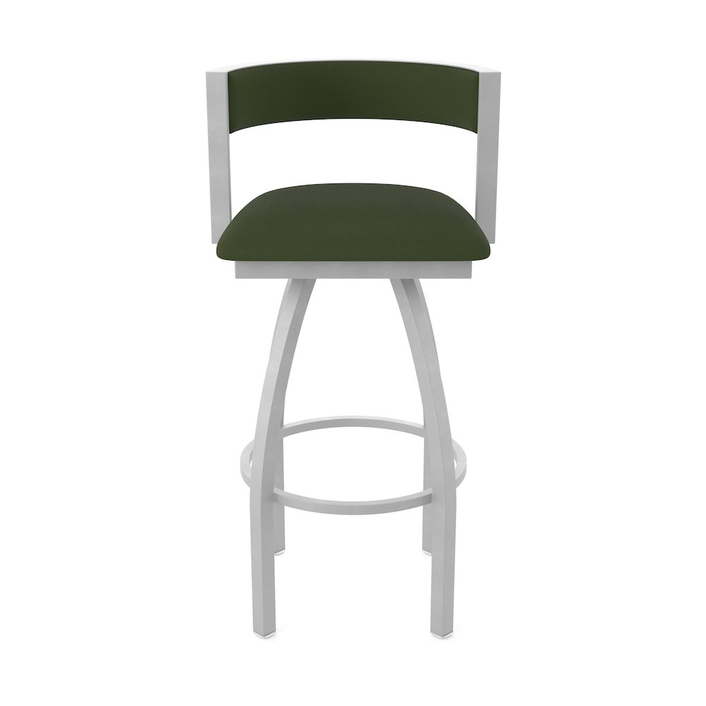 Swivel Counter Stool with Anodized Nickel Finish and Canter Pine Seat and Back. Picture 5