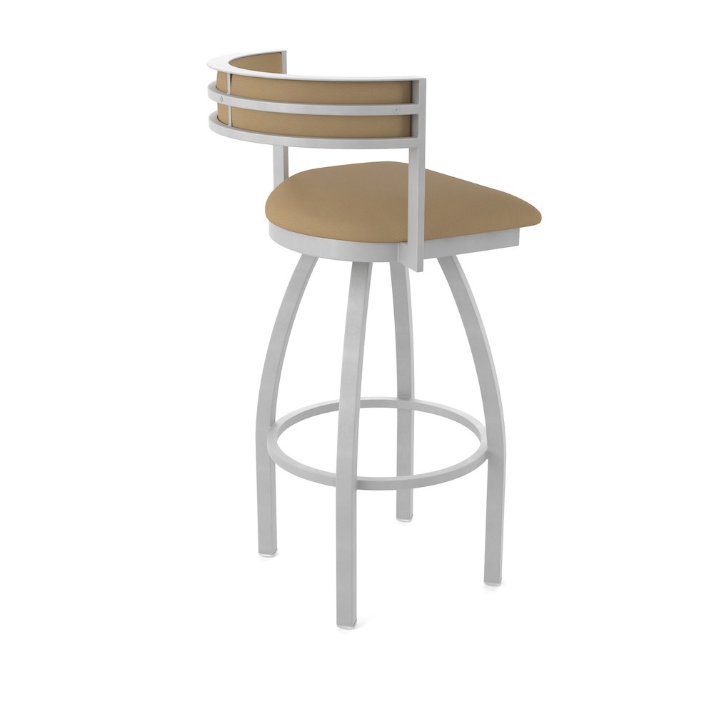 Swivel Counter Stool with Anodized Nickel Finish and Canter Sand Seat and Back. Picture 2