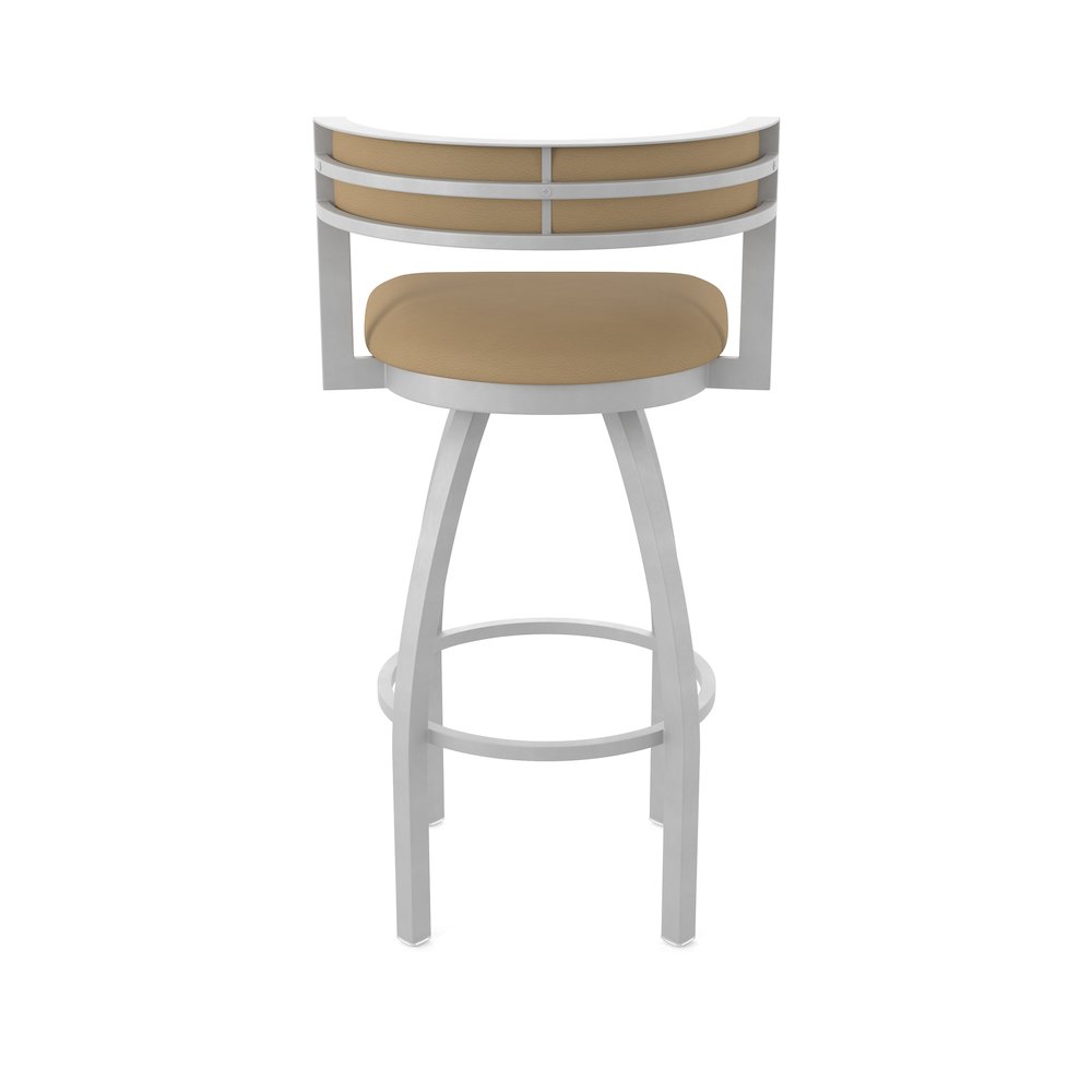 Swivel Counter Stool with Anodized Nickel Finish and Canter Sand Seat and Back. Picture 6