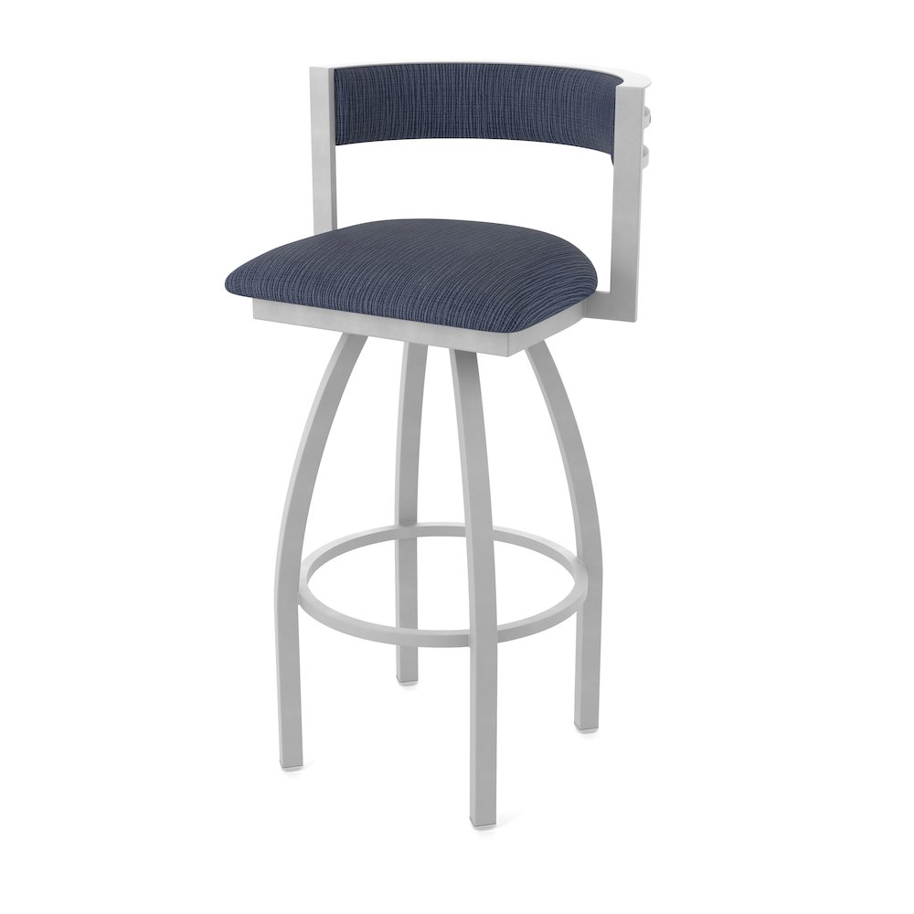 Swivel Counter Stool with Anodized Nickel Finish and Graph Anchor Seat and Back. Picture 1