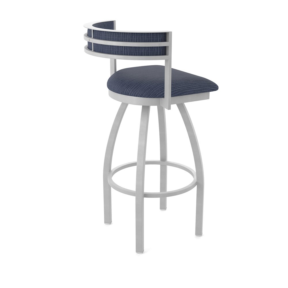 Swivel Counter Stool with Anodized Nickel Finish and Graph Anchor Seat and Back. Picture 2