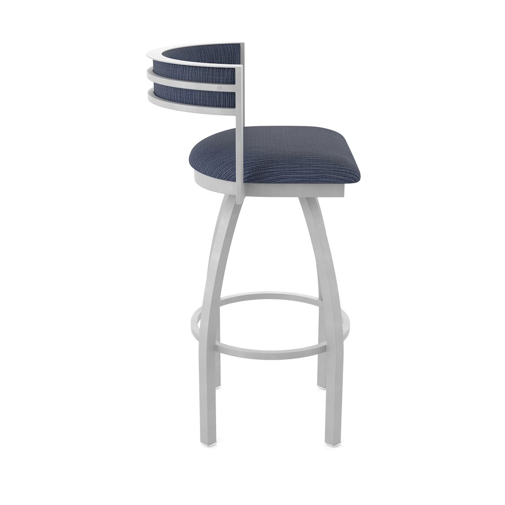 Swivel Counter Stool with Anodized Nickel Finish and Graph Anchor Seat and Back. Picture 4