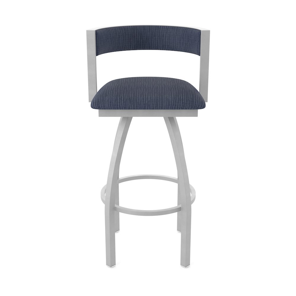 Swivel Counter Stool with Anodized Nickel Finish and Graph Anchor Seat and Back. Picture 5
