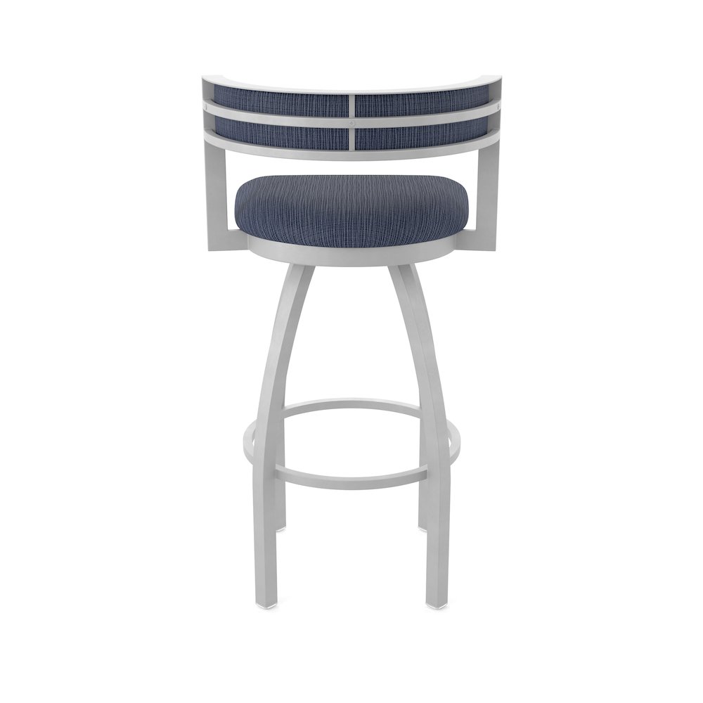 Swivel Counter Stool with Anodized Nickel Finish and Graph Anchor Seat and Back. Picture 6