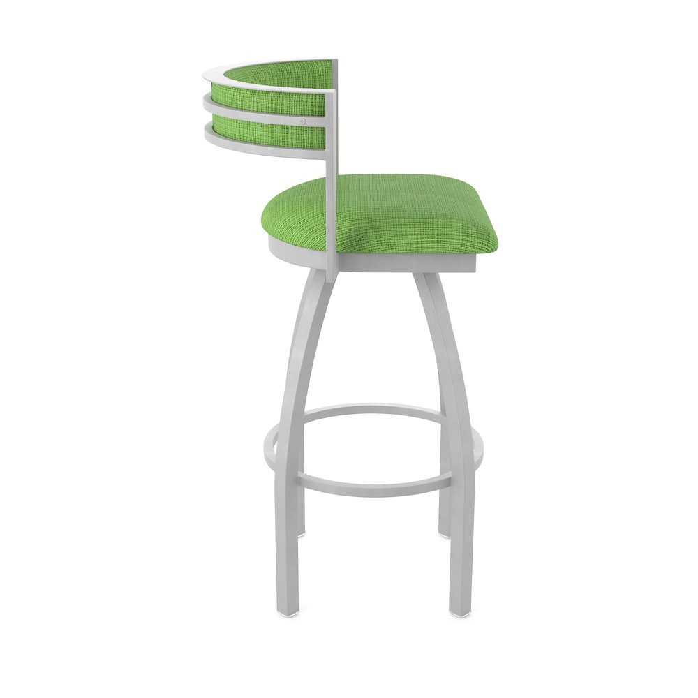 Swivel Counter Stool with Anodized Nickel Finish and Graph Parrot Seat and Back. Picture 4